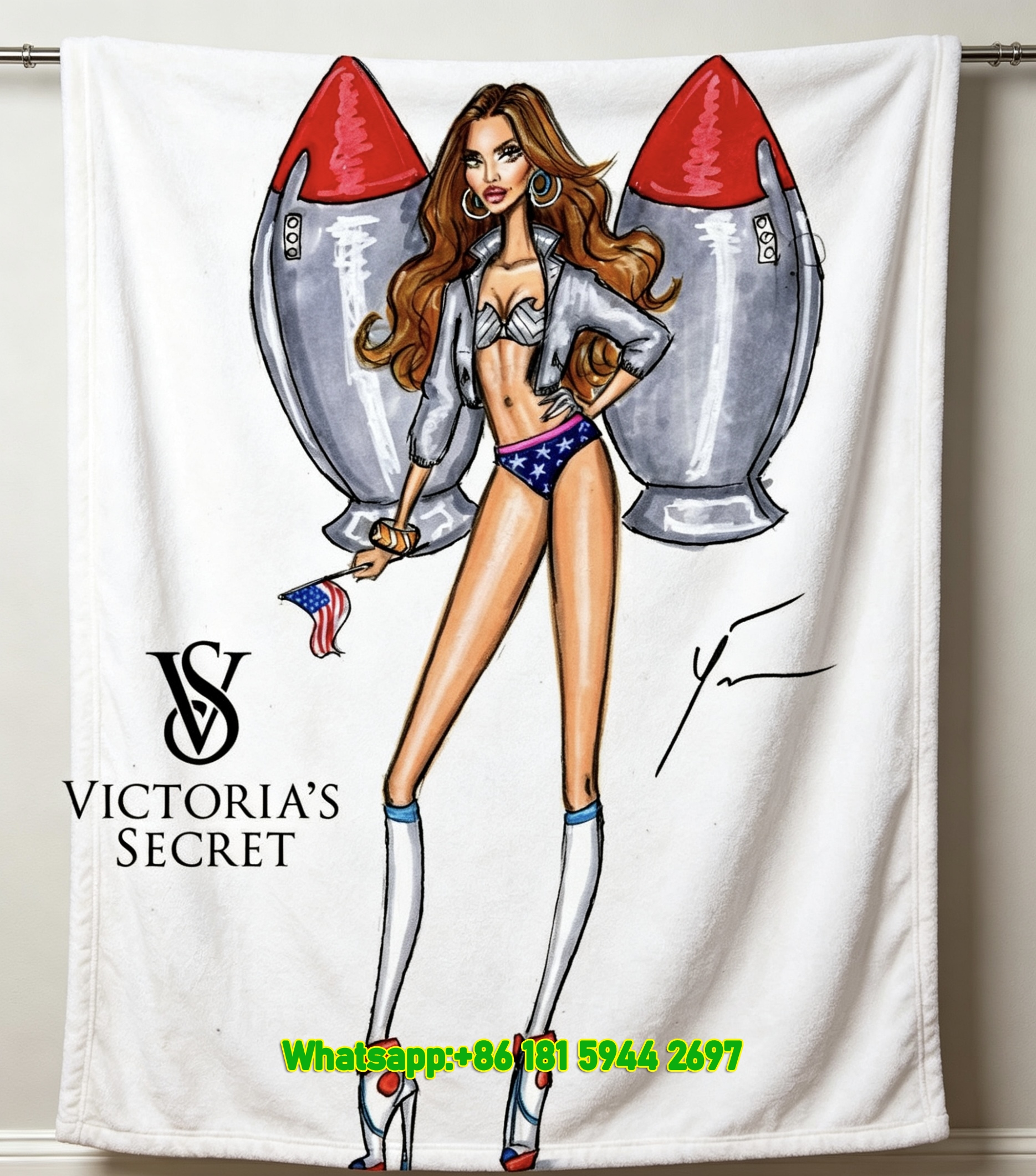 Victoria's Secret Rocket Girl Fleece Throw Blanket V129